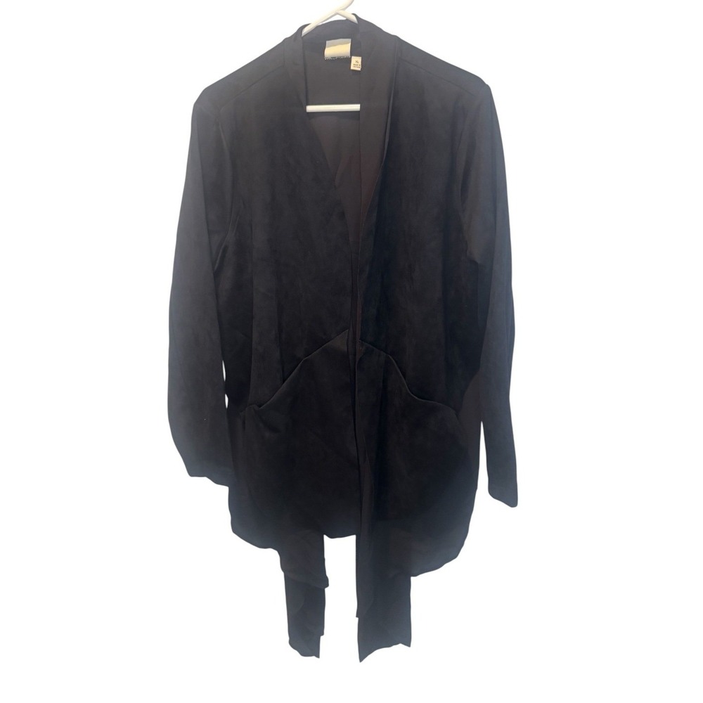 Truth + Style Womens Black Faux Suede Draped Cardigan XL NEW Minimalist Chic
